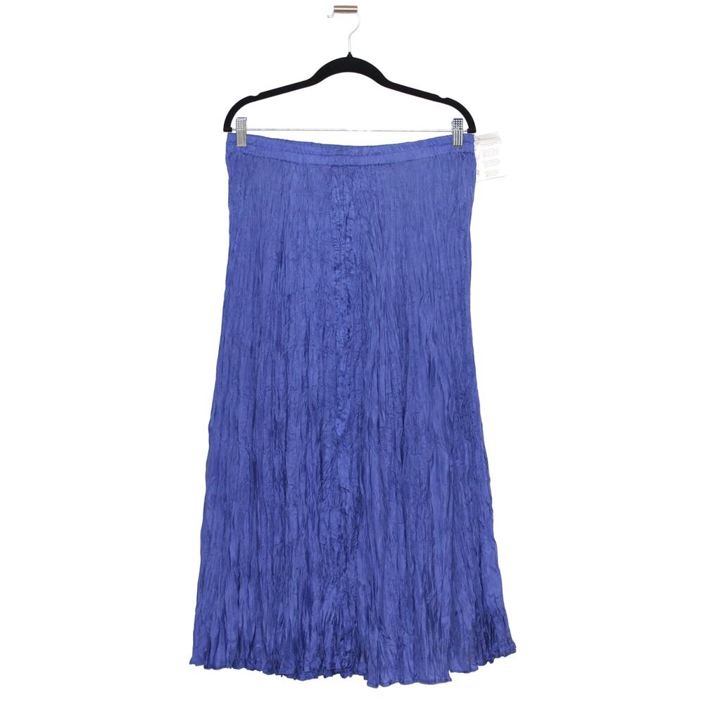 Luxe 100% Silk Purple Blue Crinkle Maxi Skirt Size XL NWT